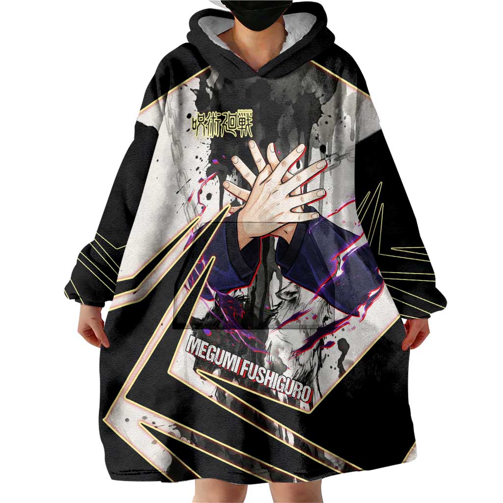 Megumi Fushiguro Shadow Master Wearable Blanket Hoodie Ink-Stained Cursed Technique Style