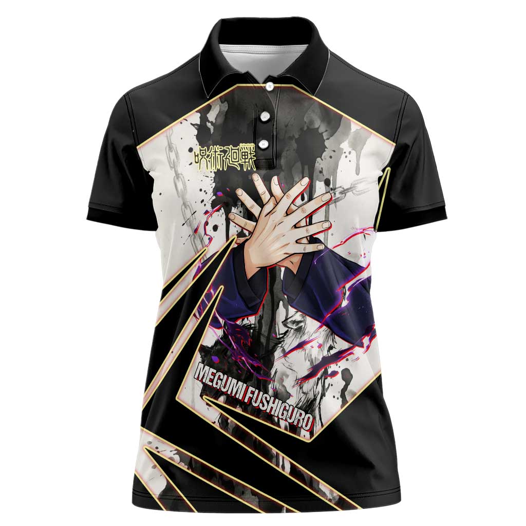 Megumi Fushiguro Shadow Master Women Polo Shirt Ink-Stained Cursed Technique Style