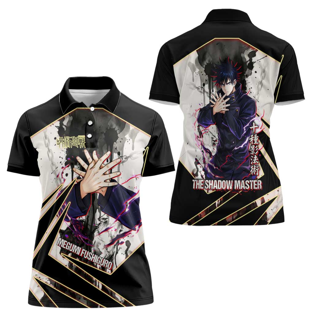 Megumi Fushiguro Shadow Master Women Polo Shirt Ink-Stained Cursed Technique Style