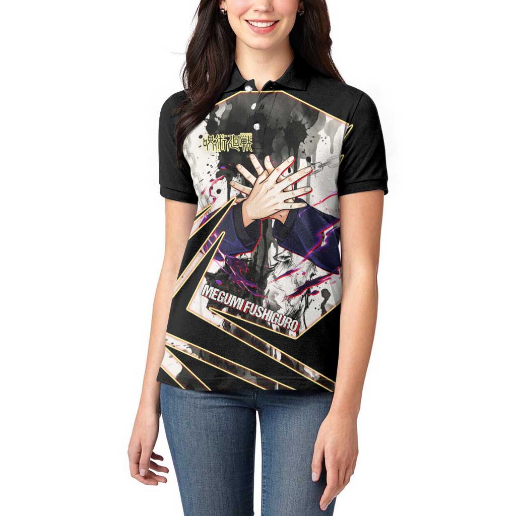 Megumi Fushiguro Shadow Master Women Polo Shirt Ink-Stained Cursed Technique Style