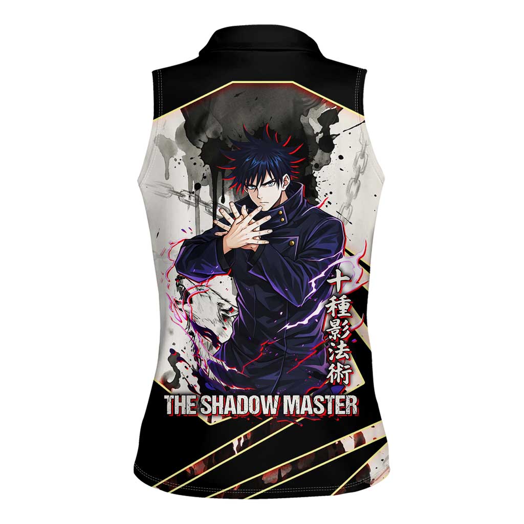 Megumi Fushiguro Shadow Master Women Sleeveless Polo Shirt Ink-Stained Cursed Technique Style