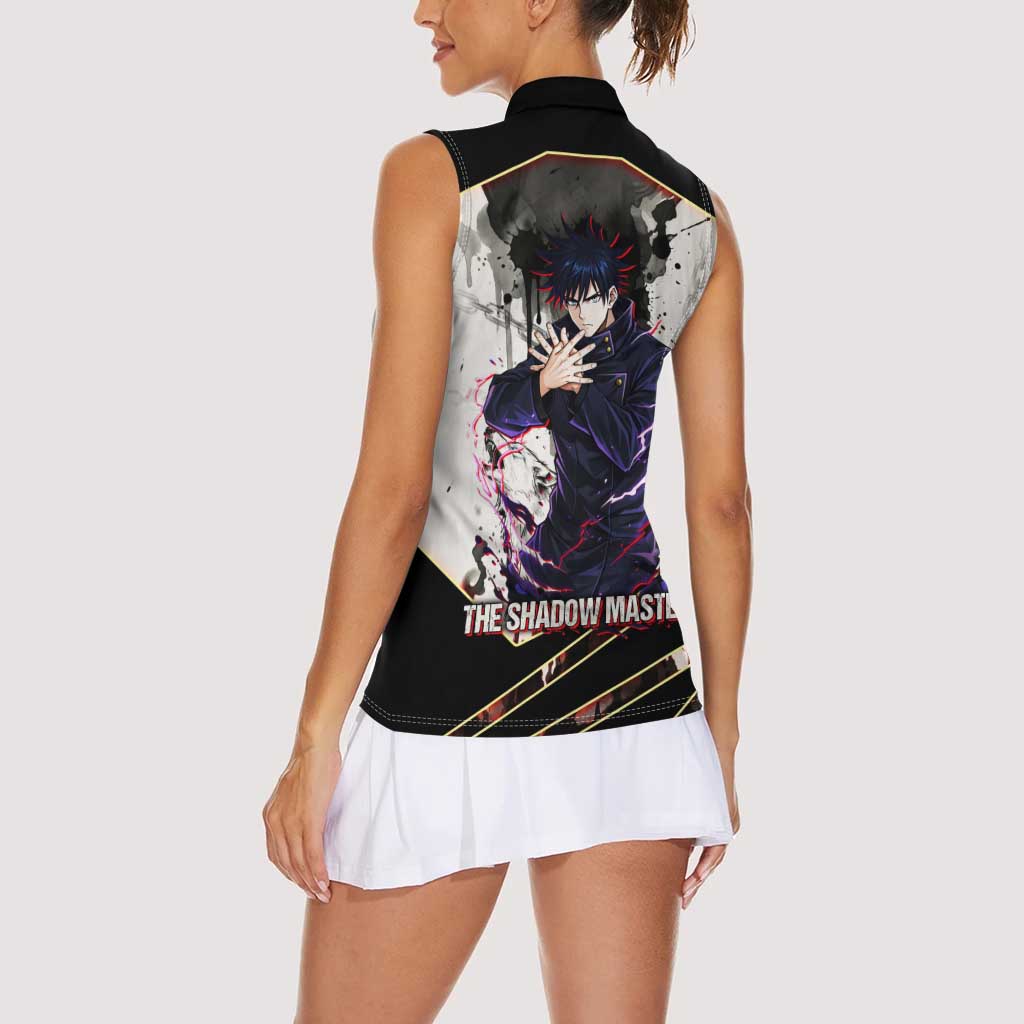 Megumi Fushiguro Shadow Master Women Sleeveless Polo Shirt Ink-Stained Cursed Technique Style