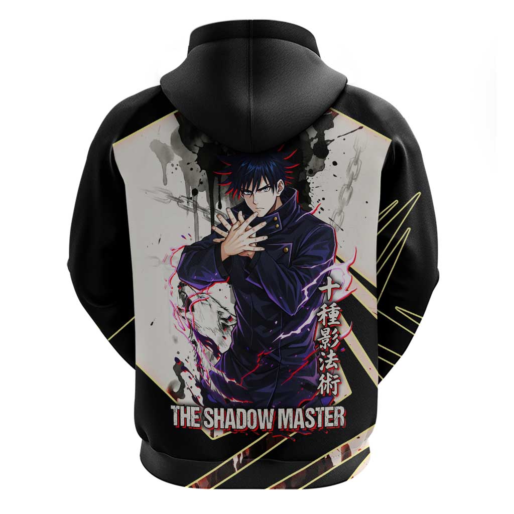 Megumi Fushiguro Shadow Master Zip Hoodie Ink-Stained Cursed Technique Style
