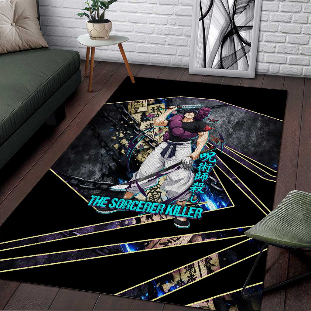 Toji Fushiguro Sorcerer Killer Area Rug Dark Scroll Samurai Ink Style