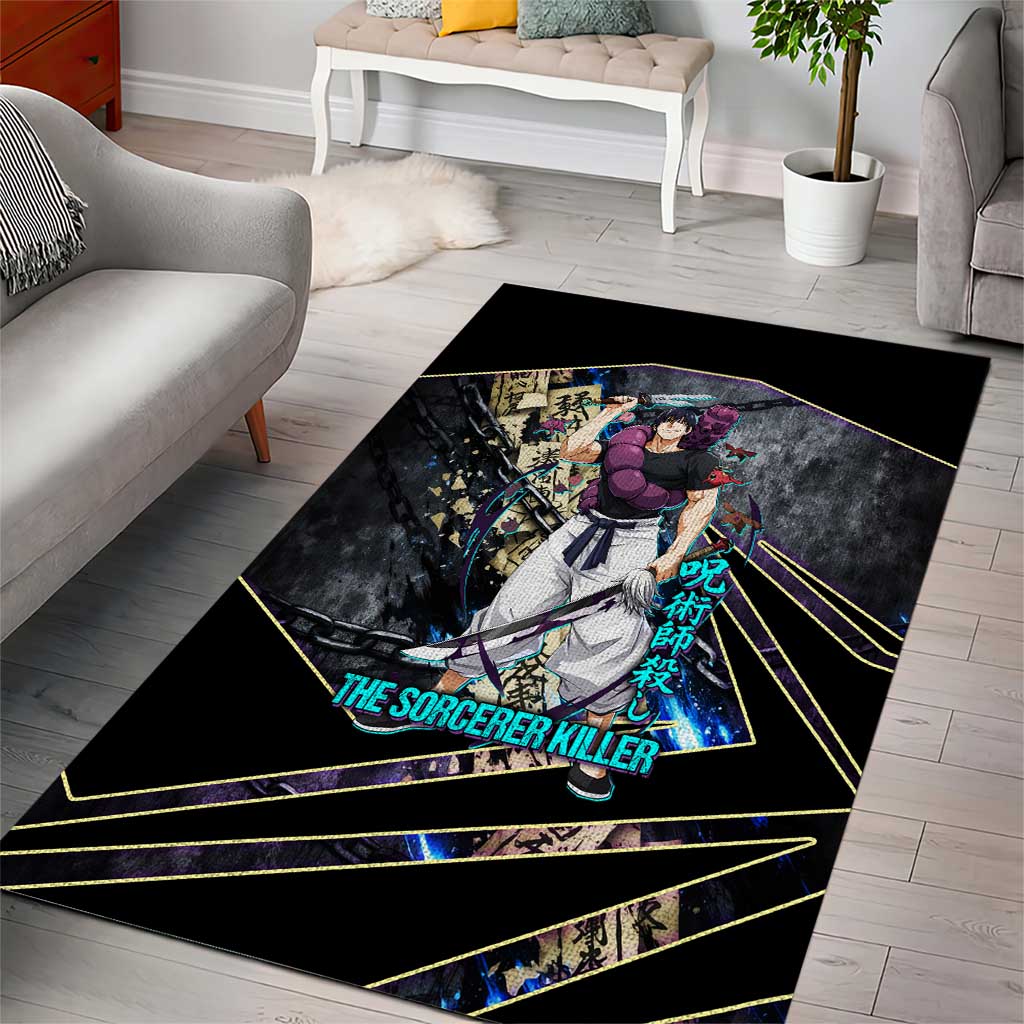 Toji Fushiguro Sorcerer Killer Area Rug Dark Scroll Samurai Ink Style