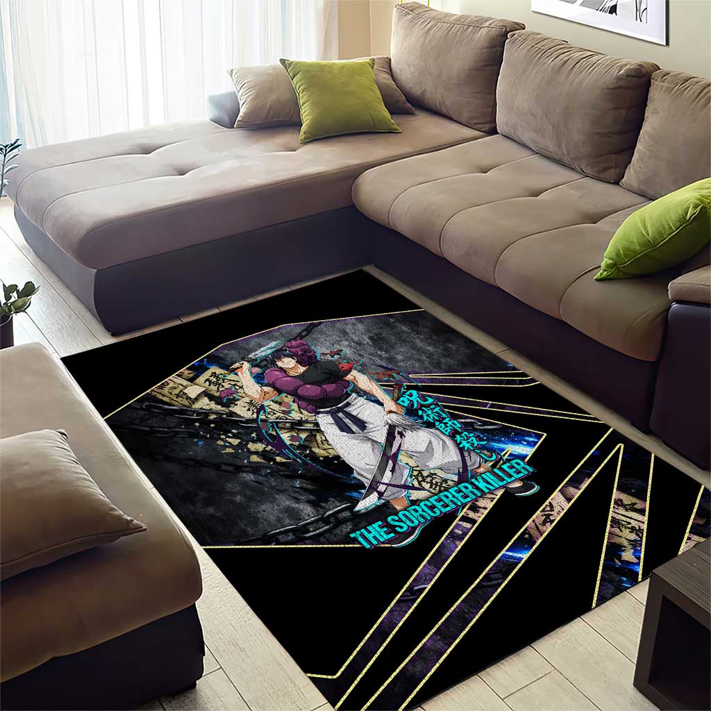 Toji Fushiguro Sorcerer Killer Area Rug Dark Scroll Samurai Ink Style