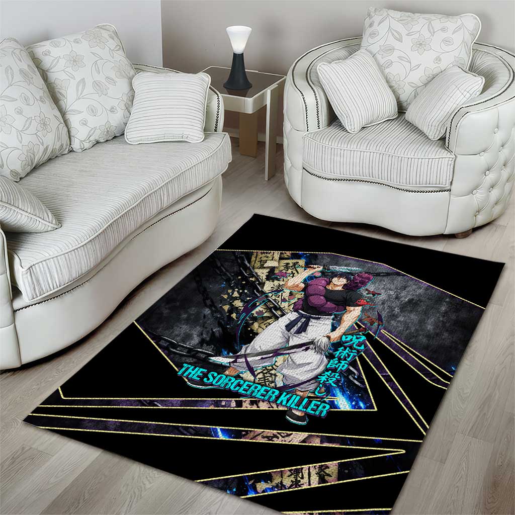 Toji Fushiguro Sorcerer Killer Area Rug Dark Scroll Samurai Ink Style
