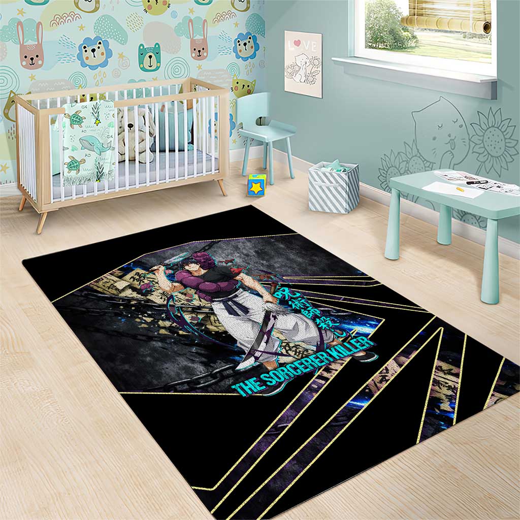 Toji Fushiguro Sorcerer Killer Area Rug Dark Scroll Samurai Ink Style