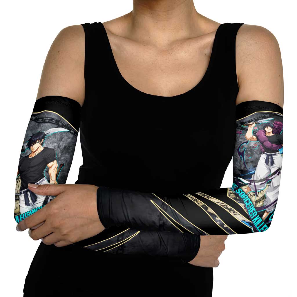 Toji Fushiguro Sorcerer Killer Arm Sleeves Dark Scroll Samurai Ink Style