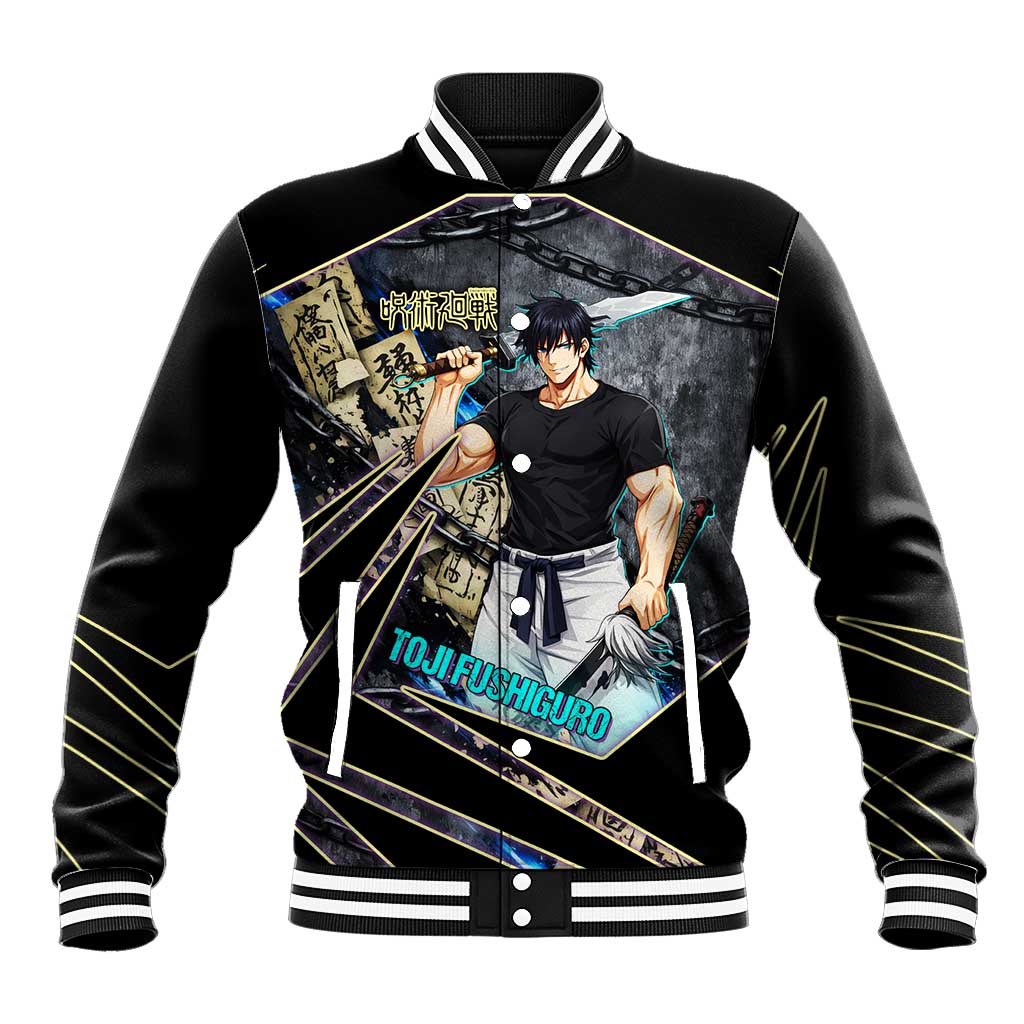 Toji Fushiguro Sorcerer Killer Baseball Jacket Dark Scroll Samurai Ink Style