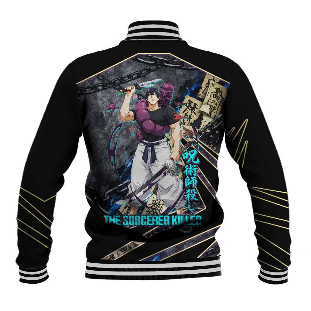 Toji Fushiguro Sorcerer Killer Baseball Jacket Dark Scroll Samurai Ink Style
