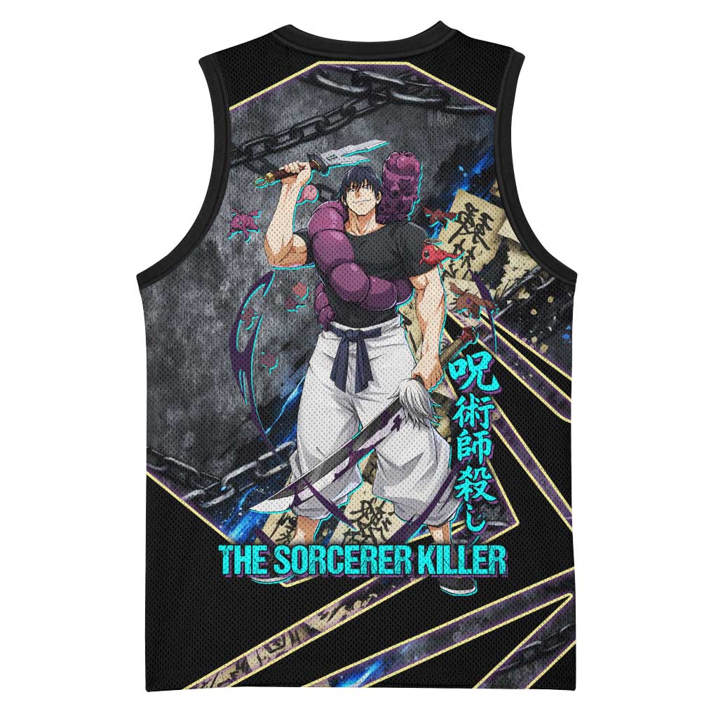 Toji Fushiguro Sorcerer Killer Basketball Jersey Dark Scroll Samurai Ink Style