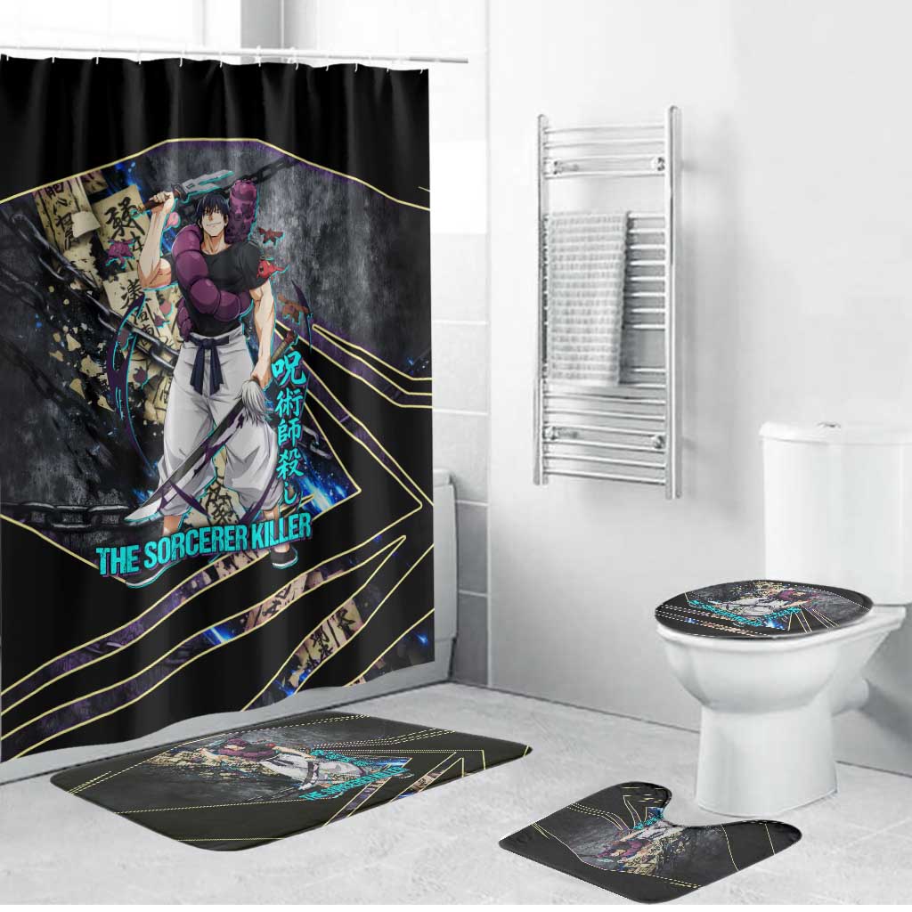 Toji Fushiguro Sorcerer Killer Bathroom Set Dark Scroll Samurai Ink Style