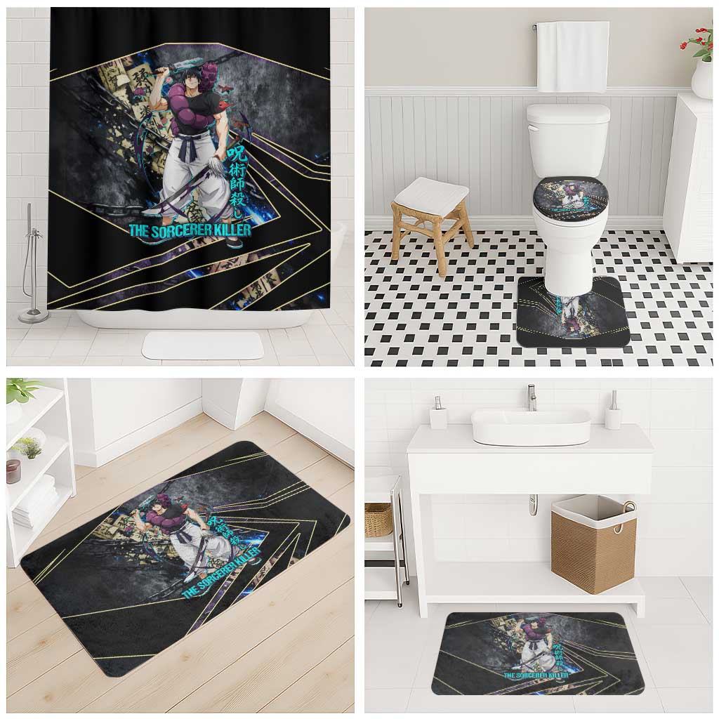 Toji Fushiguro Sorcerer Killer Bathroom Set Dark Scroll Samurai Ink Style
