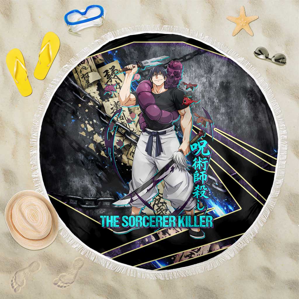 Toji Fushiguro Sorcerer Killer Beach Blanket Dark Scroll Samurai Ink Style
