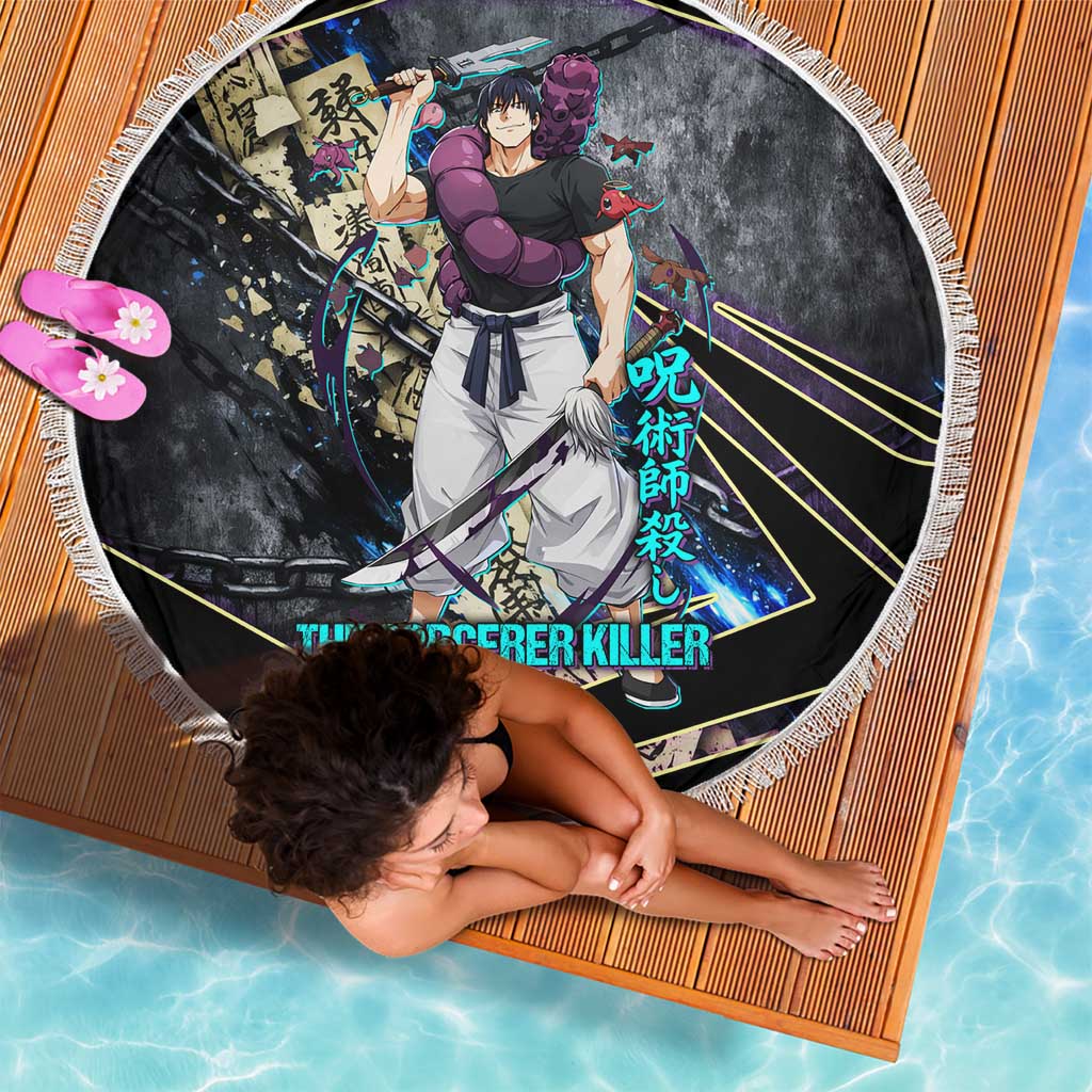 Toji Fushiguro Sorcerer Killer Beach Blanket Dark Scroll Samurai Ink Style