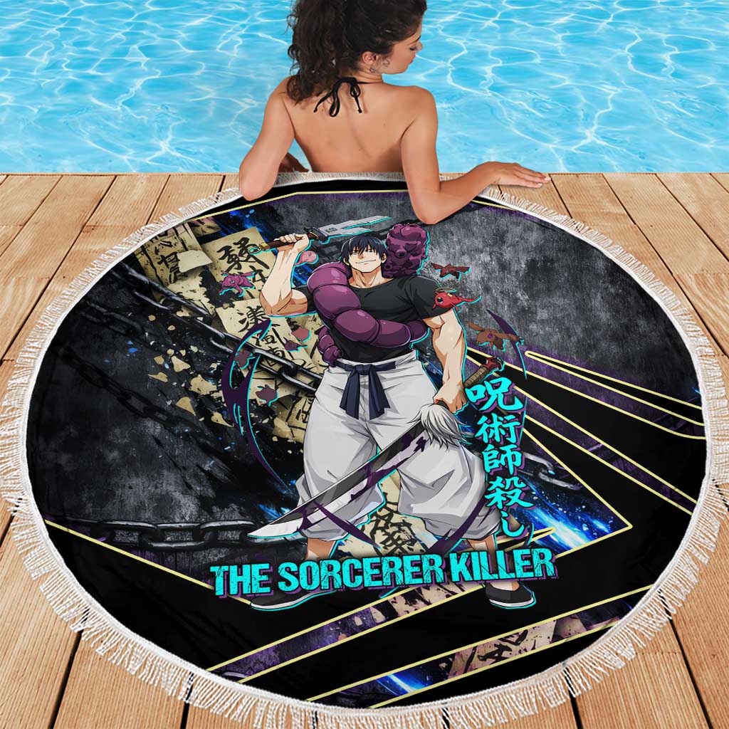 Toji Fushiguro Sorcerer Killer Beach Blanket Dark Scroll Samurai Ink Style