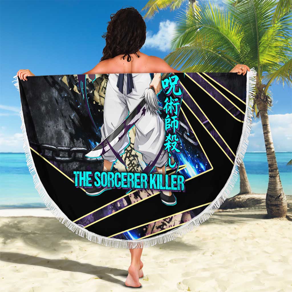 Toji Fushiguro Sorcerer Killer Beach Blanket Dark Scroll Samurai Ink Style