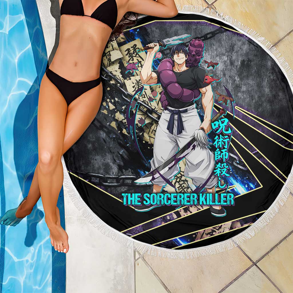 Toji Fushiguro Sorcerer Killer Beach Blanket Dark Scroll Samurai Ink Style