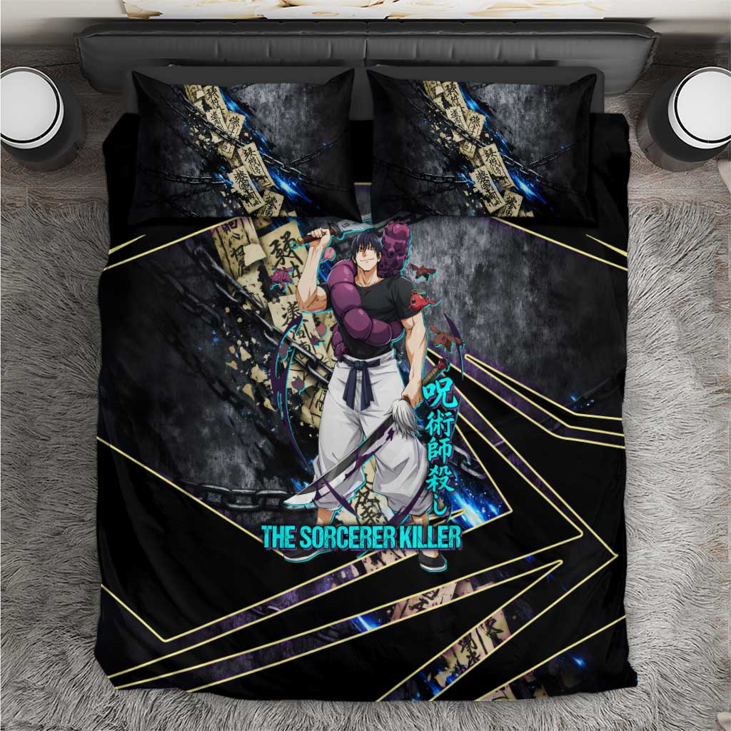 Toji Fushiguro Sorcerer Killer Bedding Set Dark Scroll Samurai Ink Style