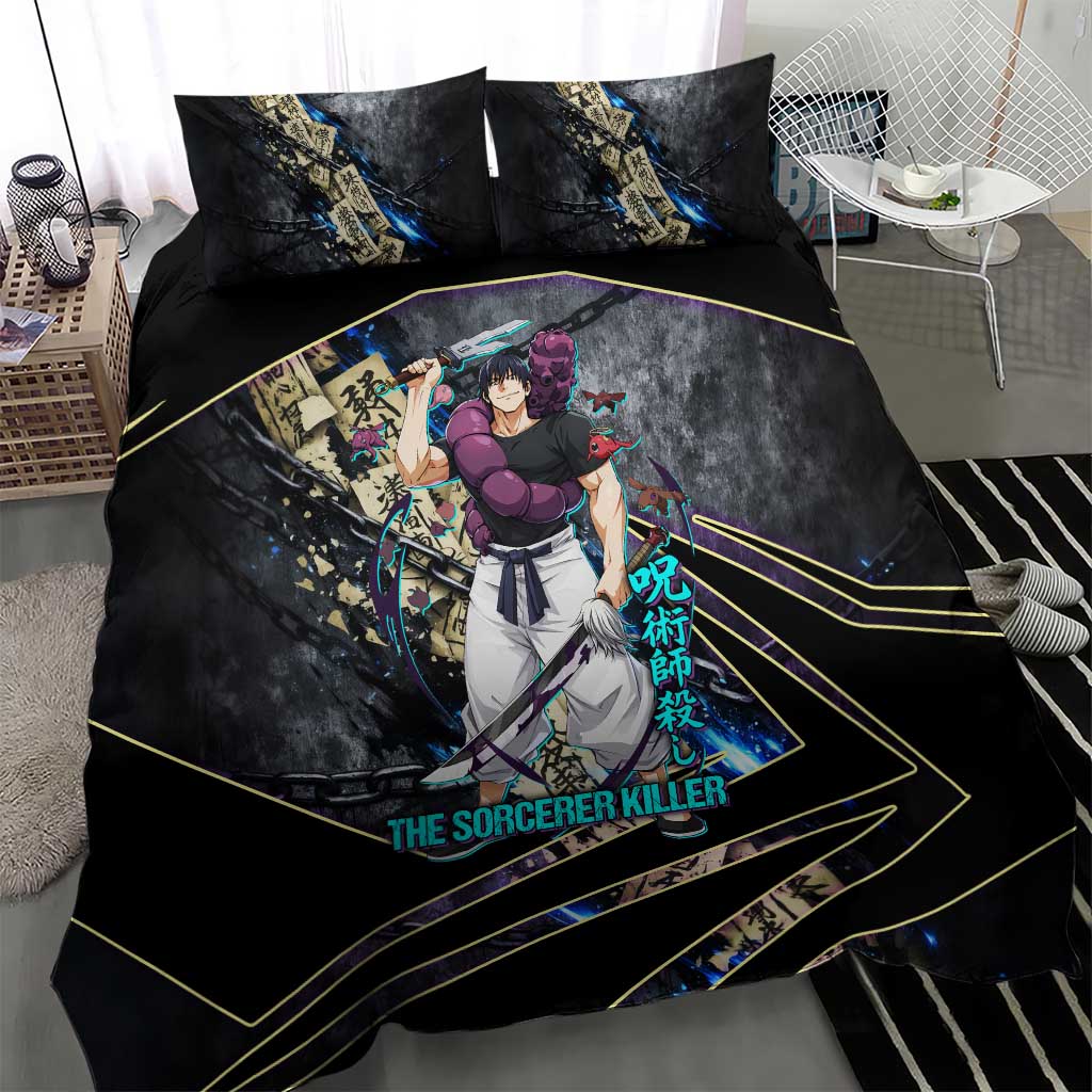 Toji Fushiguro Sorcerer Killer Bedding Set Dark Scroll Samurai Ink Style
