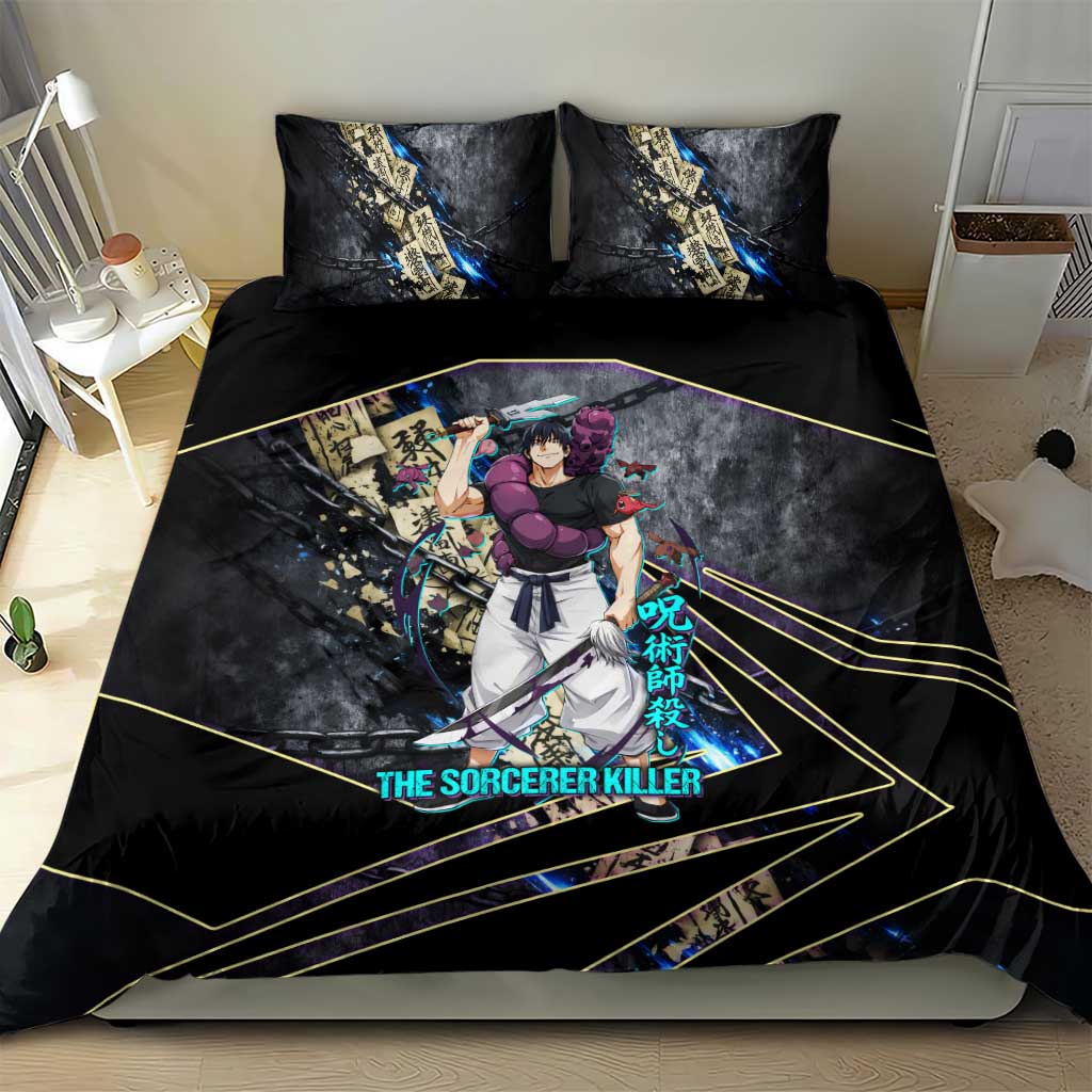 Toji Fushiguro Sorcerer Killer Bedding Set Dark Scroll Samurai Ink Style