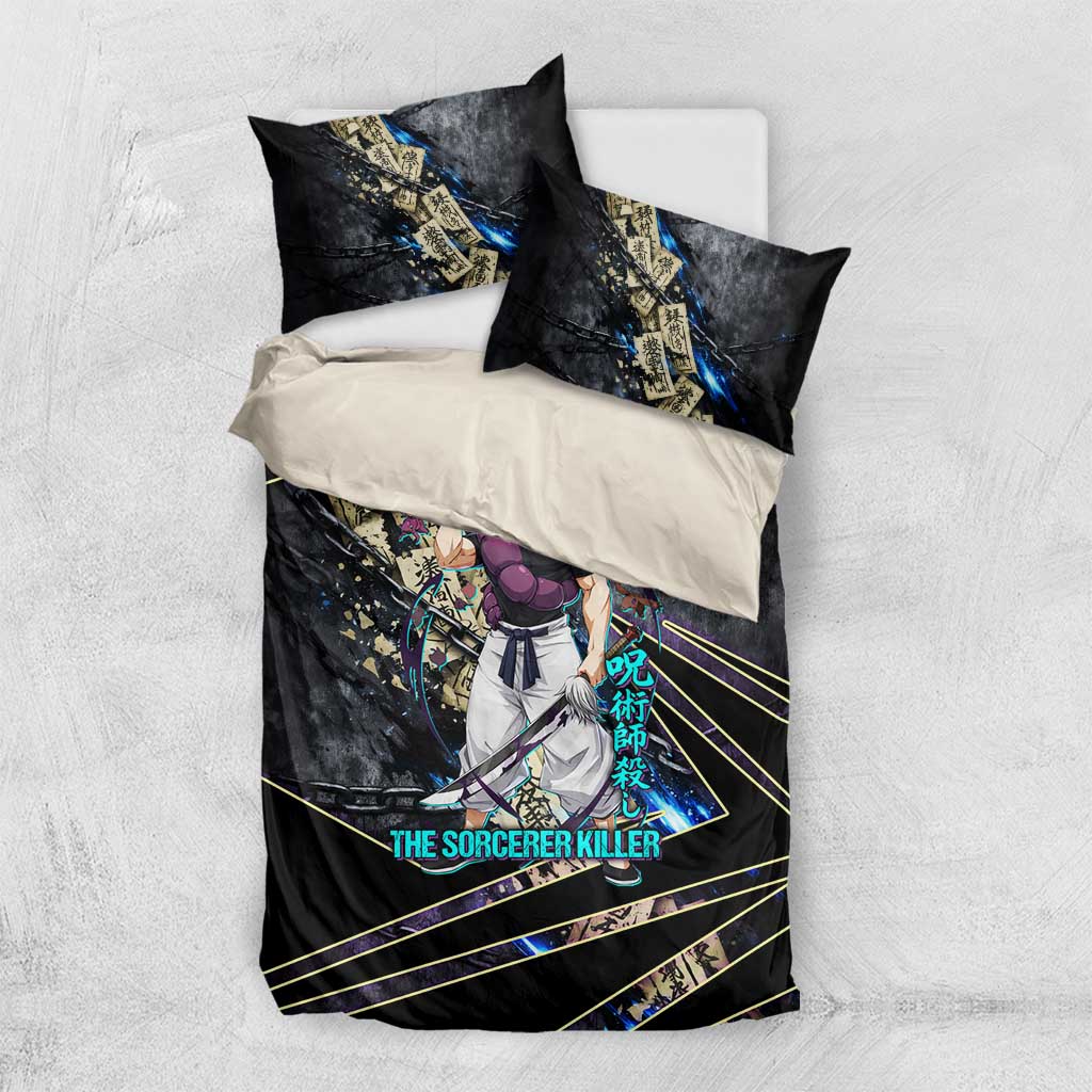 Toji Fushiguro Sorcerer Killer Bedding Set Dark Scroll Samurai Ink Style