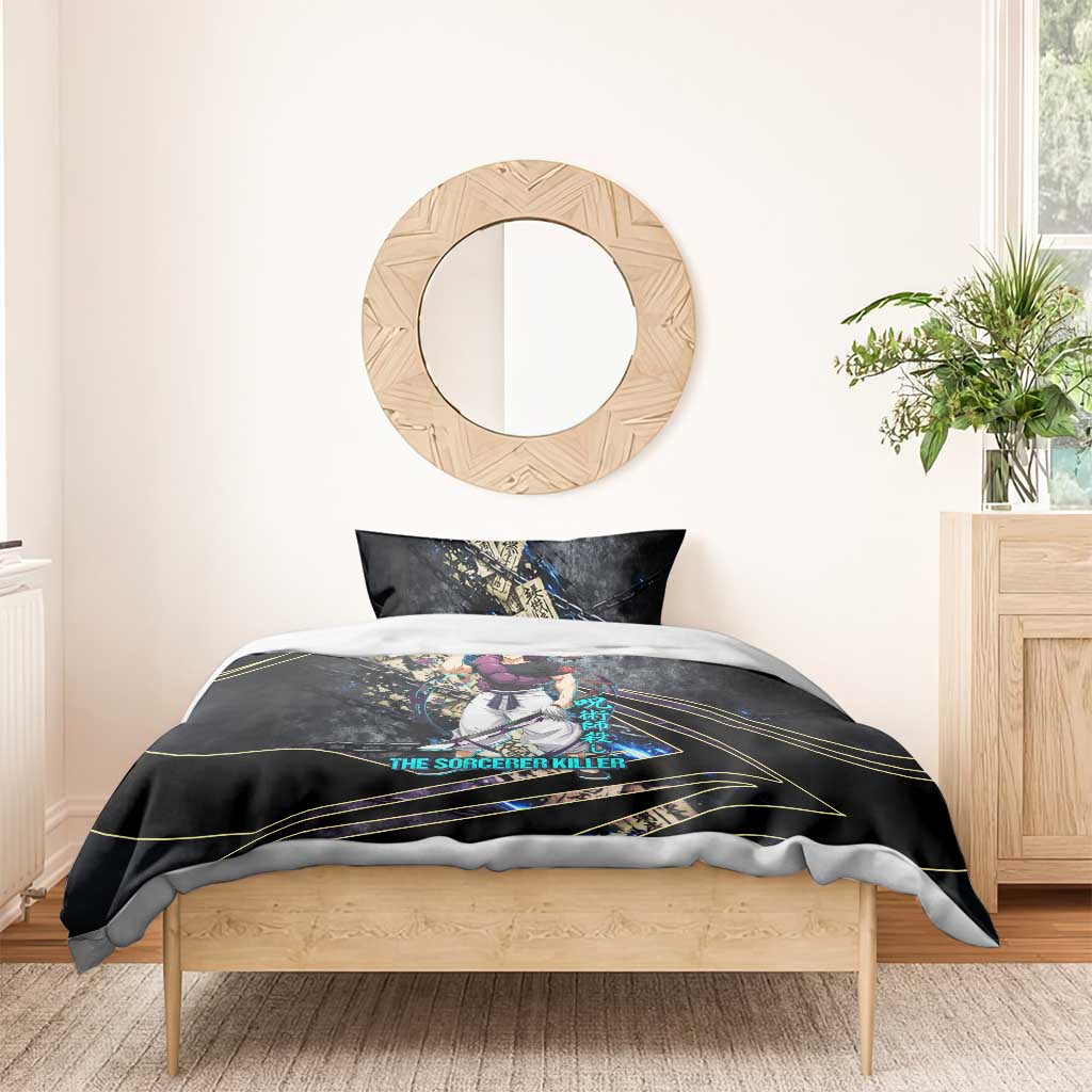 Toji Fushiguro Sorcerer Killer Bedding Set Dark Scroll Samurai Ink Style