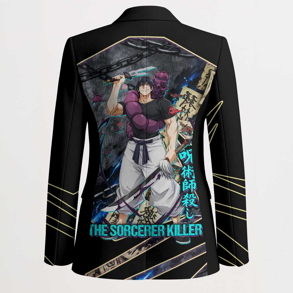 Toji Fushiguro Sorcerer Killer Blazer Dark Scroll Samurai Ink Style