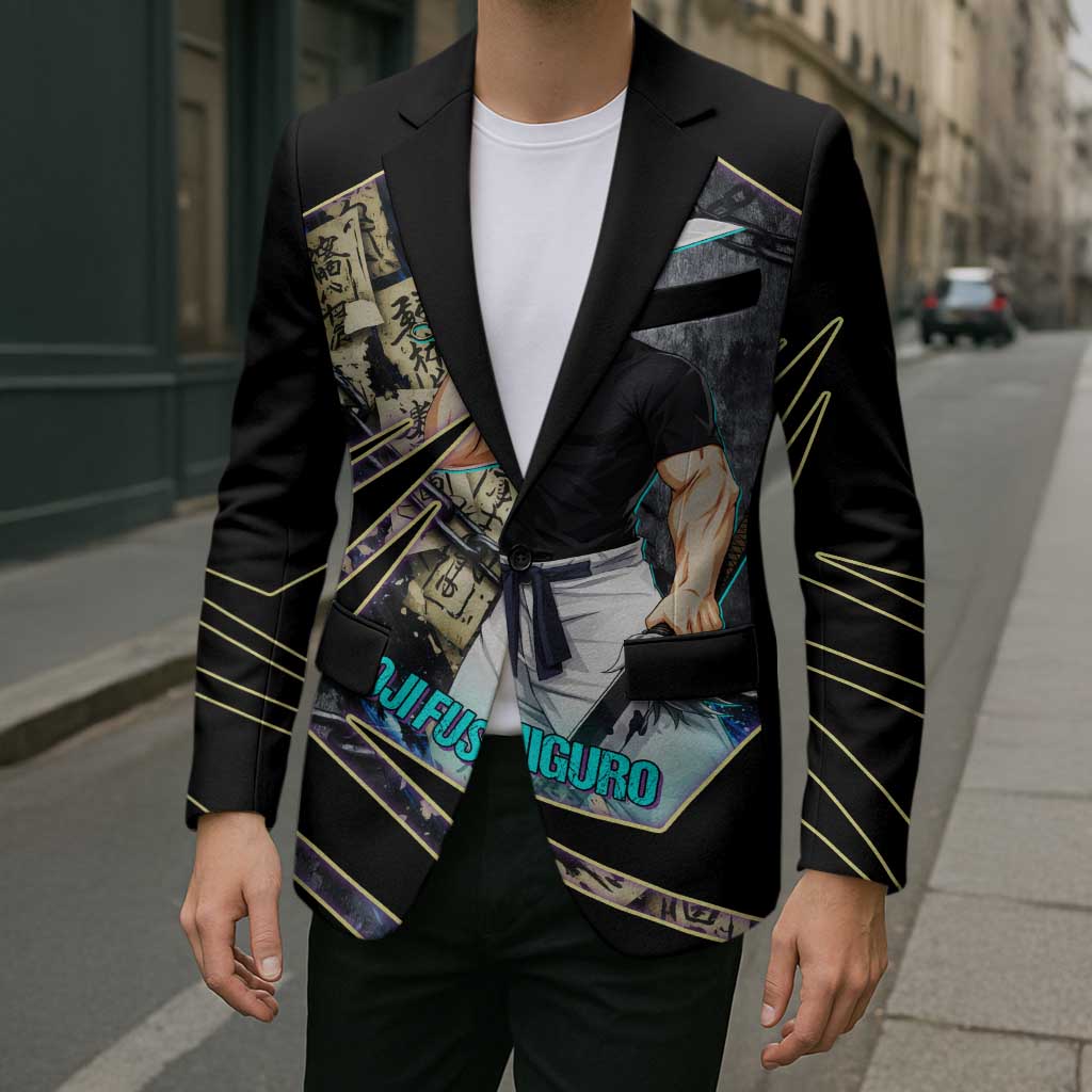 Toji Fushiguro Sorcerer Killer Blazer Dark Scroll Samurai Ink Style