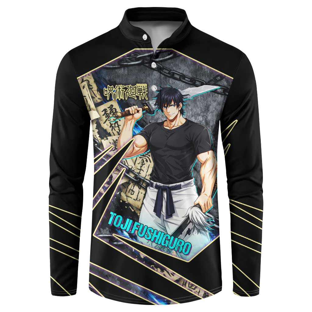 Toji Fushiguro Sorcerer Killer Button Sweatshirt Dark Scroll Samurai Ink Style