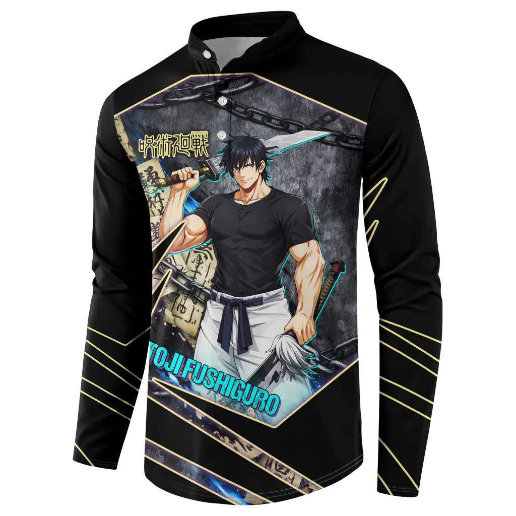 Toji Fushiguro Sorcerer Killer Button Sweatshirt Dark Scroll Samurai Ink Style