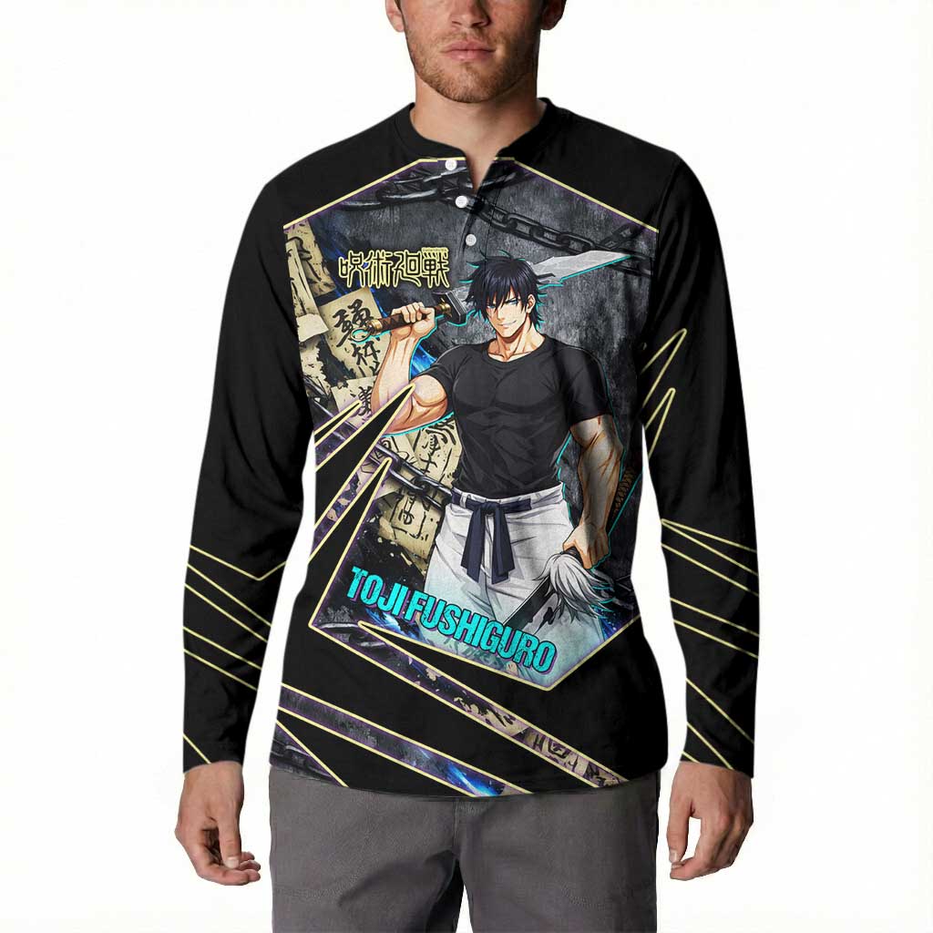 Toji Fushiguro Sorcerer Killer Button Sweatshirt Dark Scroll Samurai Ink Style