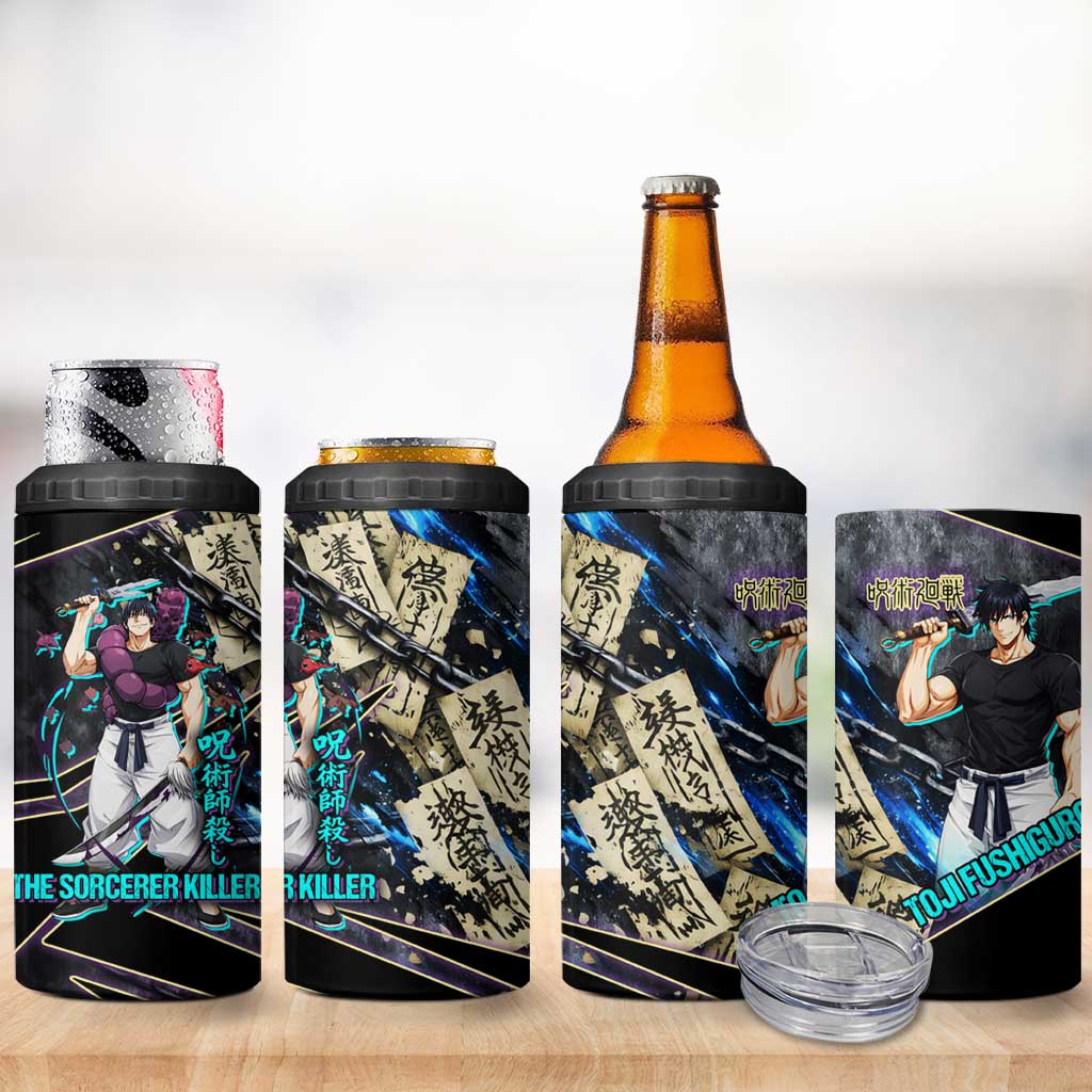 Toji Fushiguro Sorcerer Killer 4 in 1 Can Cooler Tumbler Dark Scroll Samurai Ink Style