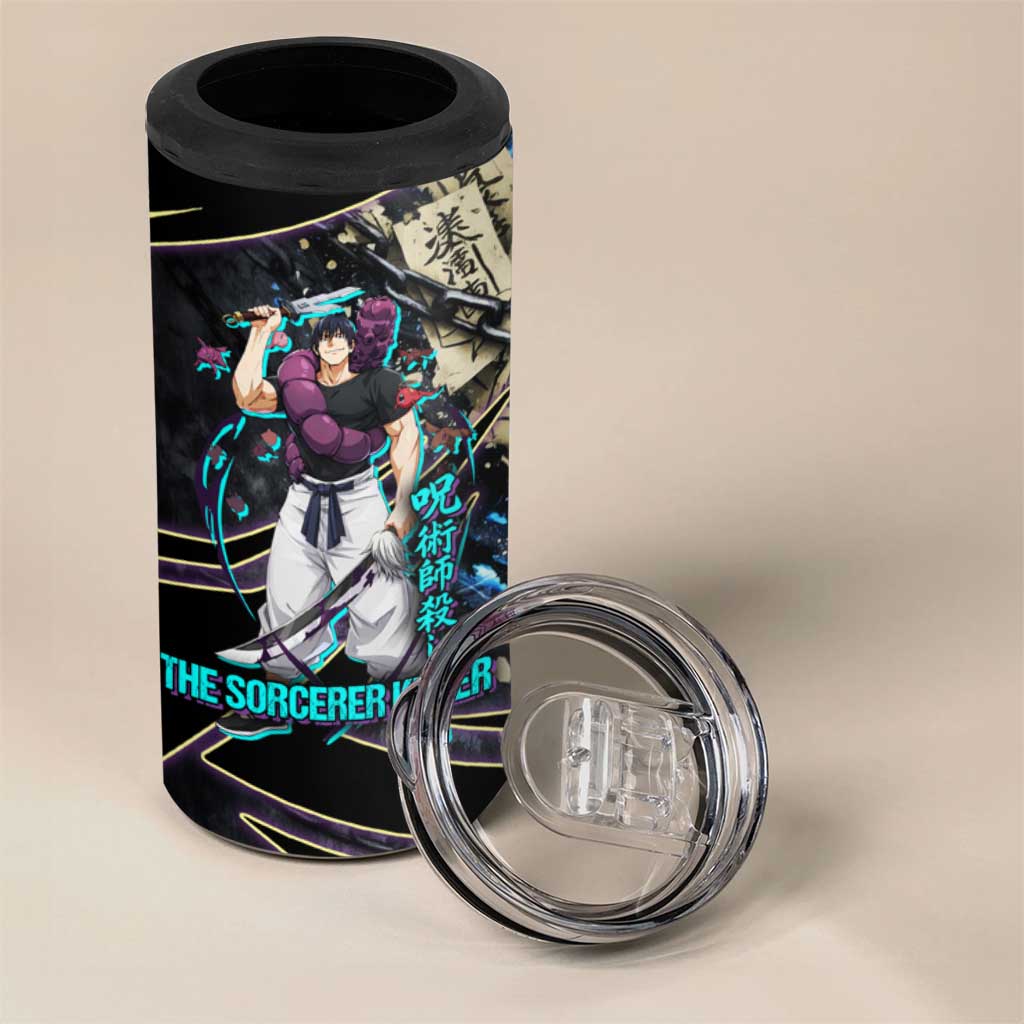 Toji Fushiguro Sorcerer Killer 4 in 1 Can Cooler Tumbler Dark Scroll Samurai Ink Style
