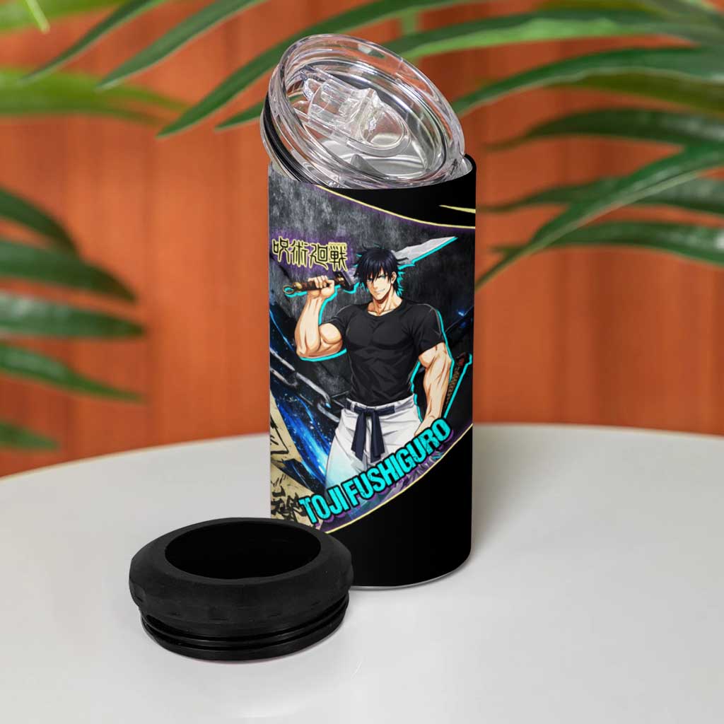 Toji Fushiguro Sorcerer Killer 4 in 1 Can Cooler Tumbler Dark Scroll Samurai Ink Style