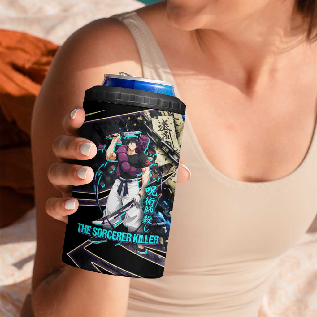 Toji Fushiguro Sorcerer Killer 4 in 1 Can Cooler Tumbler Dark Scroll Samurai Ink Style