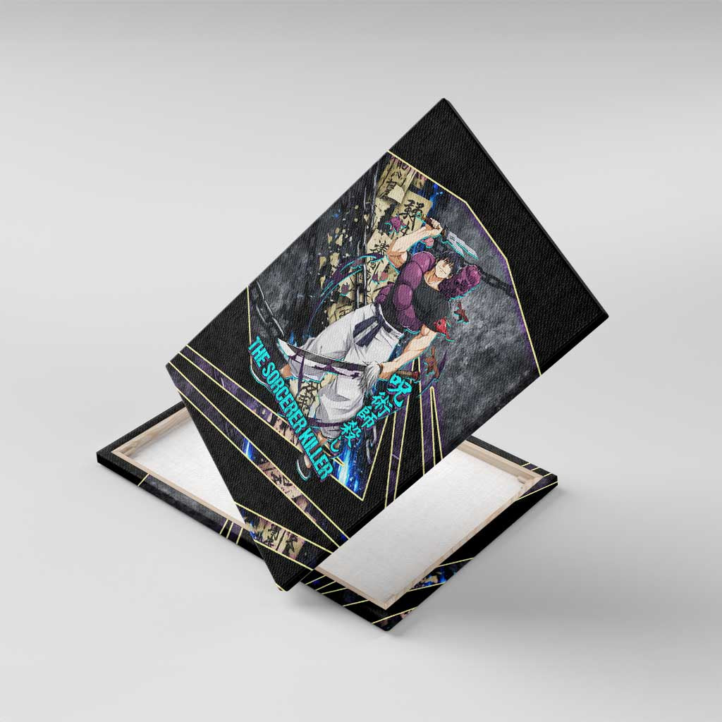 Toji Fushiguro Sorcerer Killer Canvas Wall Art Dark Scroll Samurai Ink Style