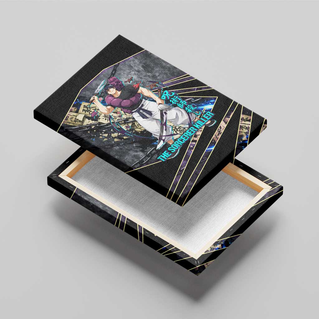 Toji Fushiguro Sorcerer Killer Canvas Wall Art Dark Scroll Samurai Ink Style