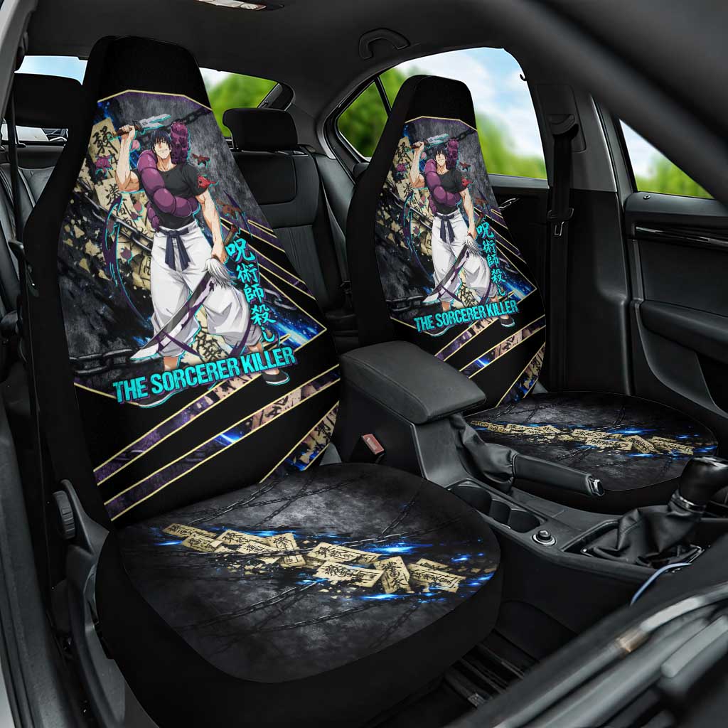 Toji Fushiguro Sorcerer Killer Car Seat Cover Dark Scroll Samurai Ink Style