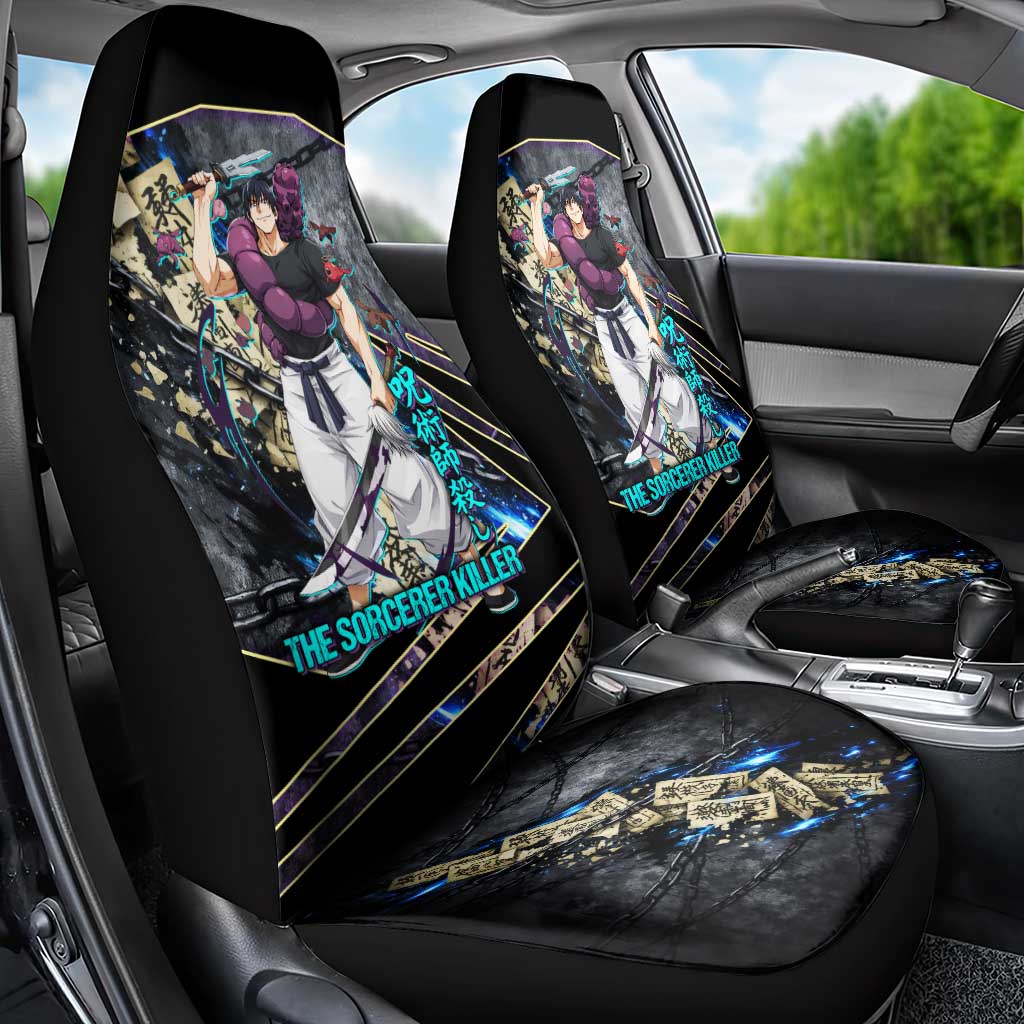 Toji Fushiguro Sorcerer Killer Car Seat Cover Dark Scroll Samurai Ink Style