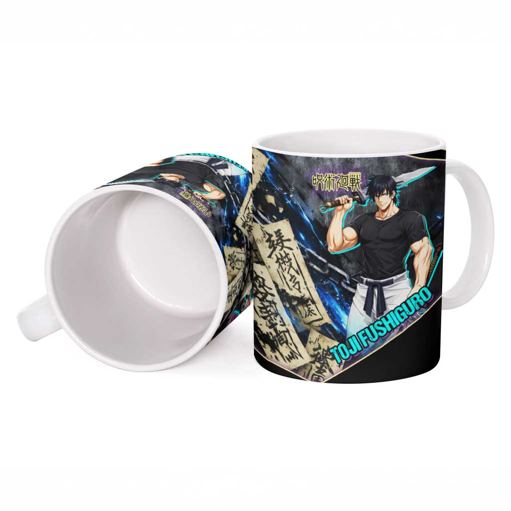 Toji Fushiguro Sorcerer Killer Ceramic Mug Dark Scroll Samurai Ink Style