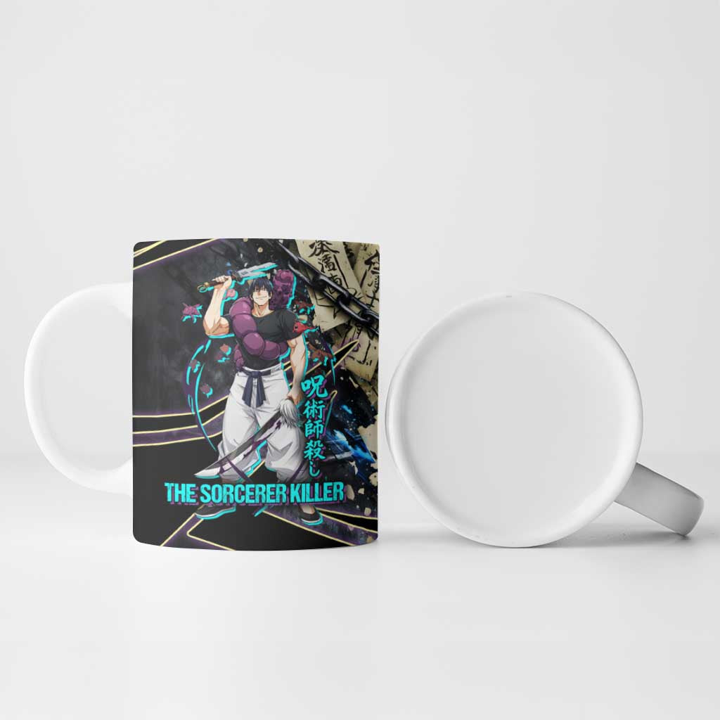 Toji Fushiguro Sorcerer Killer Ceramic Mug Dark Scroll Samurai Ink Style