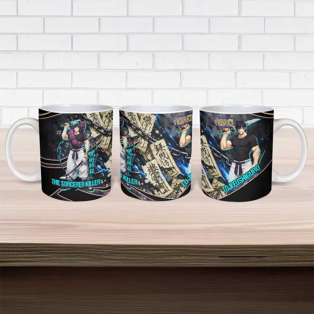 Toji Fushiguro Sorcerer Killer Ceramic Mug Dark Scroll Samurai Ink Style