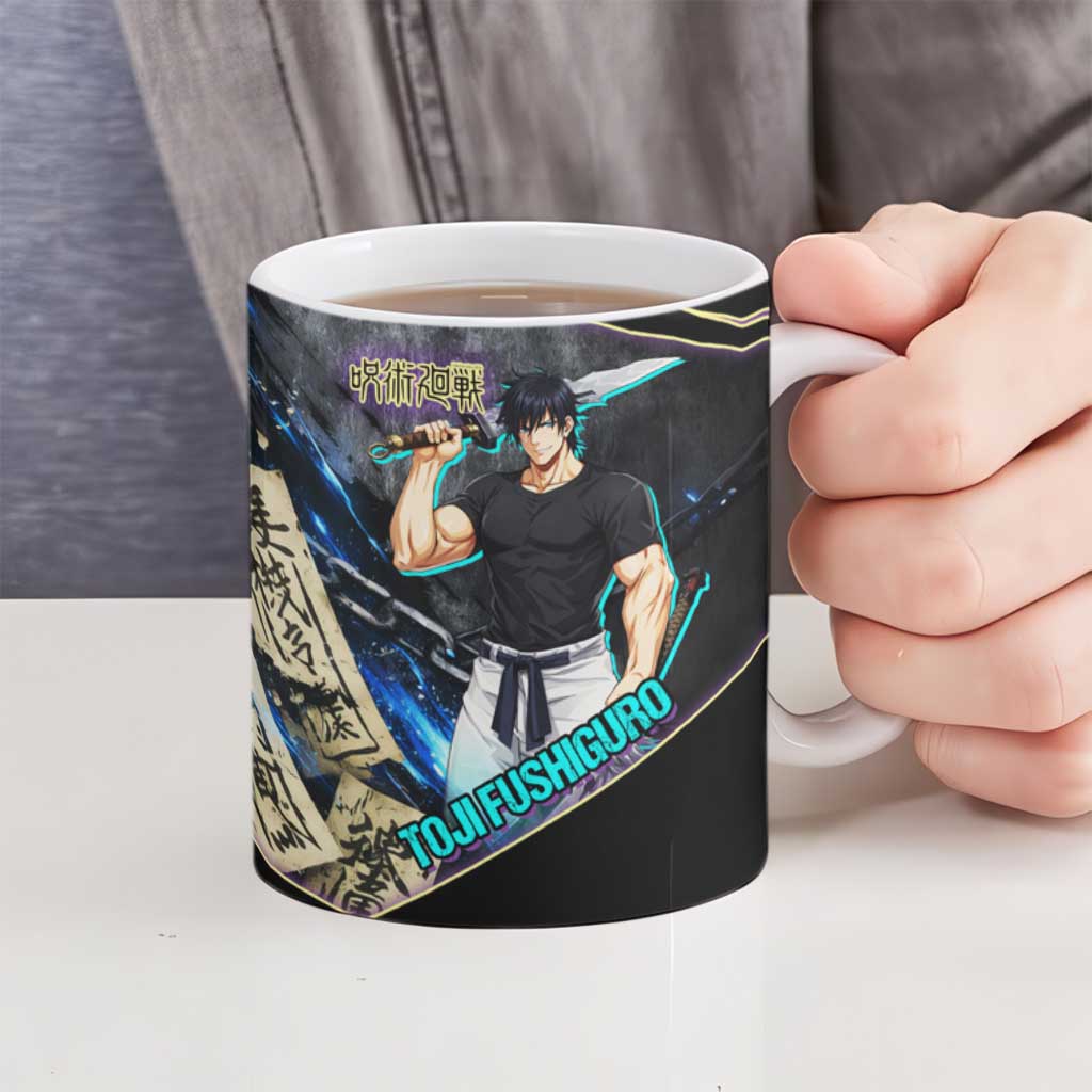 Toji Fushiguro Sorcerer Killer Ceramic Mug Dark Scroll Samurai Ink Style