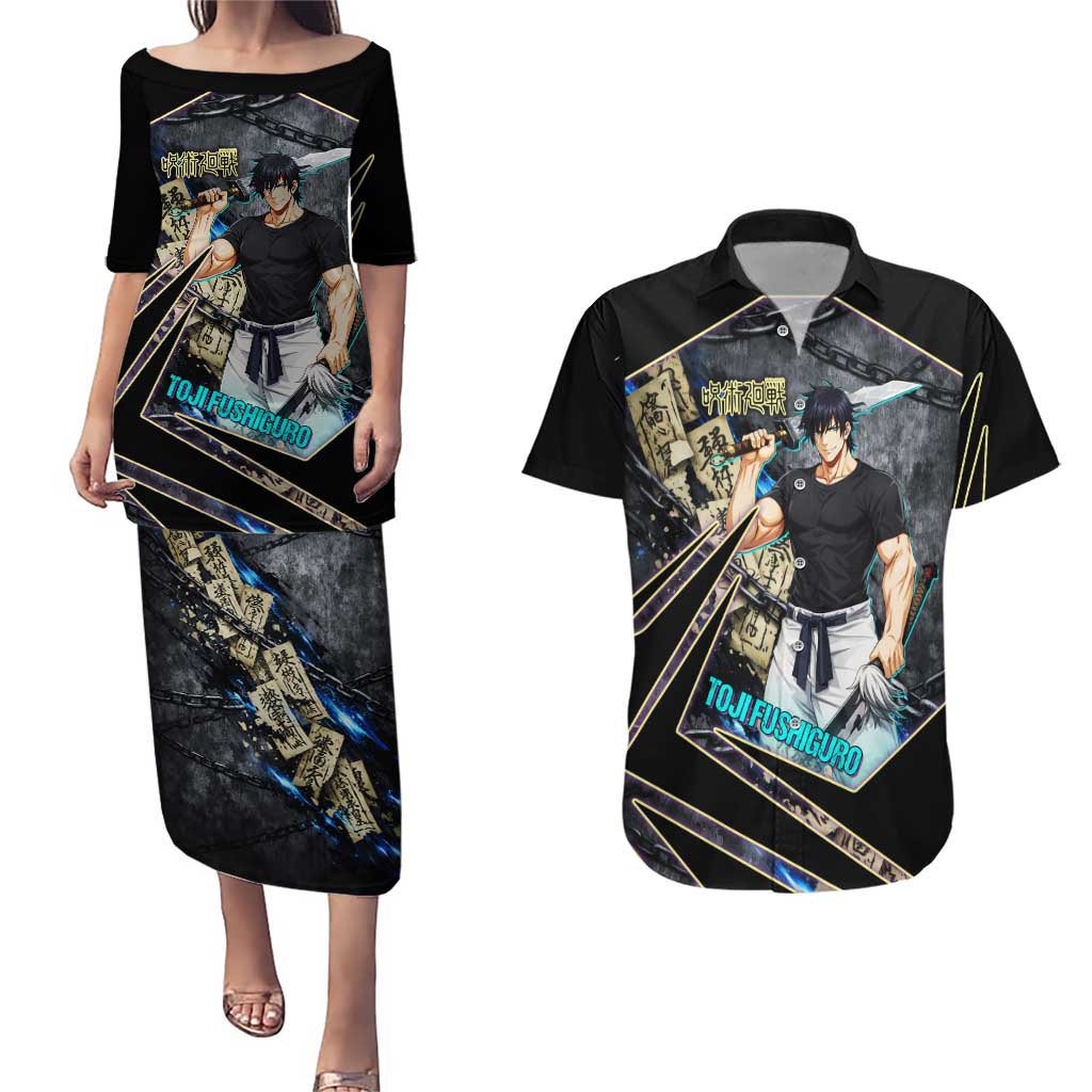 Toji Fushiguro Sorcerer Killer Couples Matching Puletasi and Hawaiian Shirt Dark Scroll Samurai Ink Style