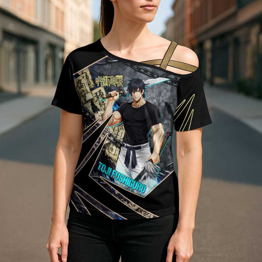 Toji Fushiguro Sorcerer Killer Cross Shoulder Shirt Dark Scroll Samurai Ink Style