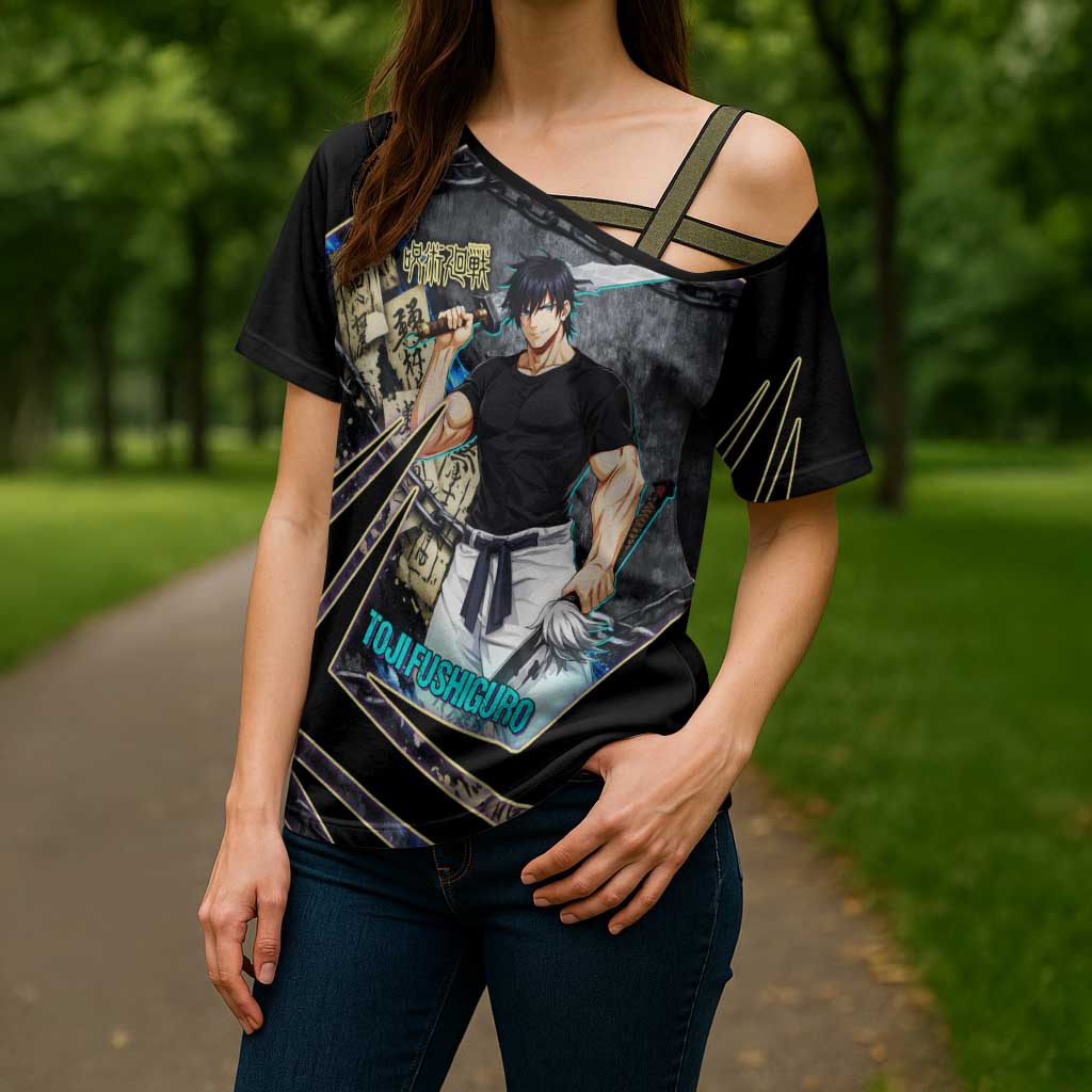 Toji Fushiguro Sorcerer Killer Cross Shoulder Shirt Dark Scroll Samurai Ink Style