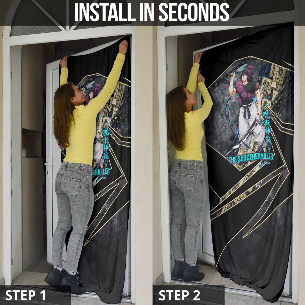 Toji Fushiguro Sorcerer Killer Door Cover Dark Scroll Samurai Ink Style