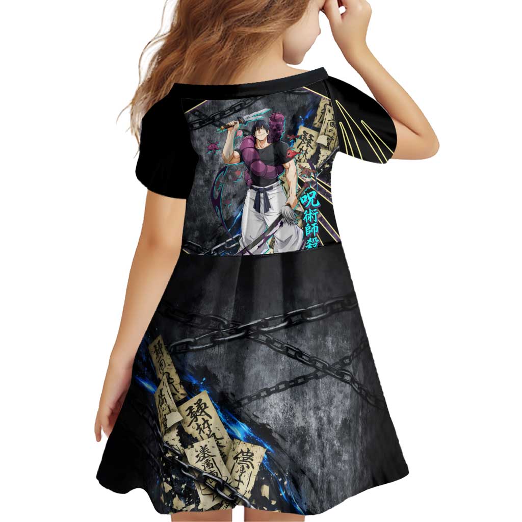 Toji Fushiguro Sorcerer Killer Family Matching Off Shoulder Maxi Dress and Hawaiian Shirt Dark Scroll Samurai Ink Style